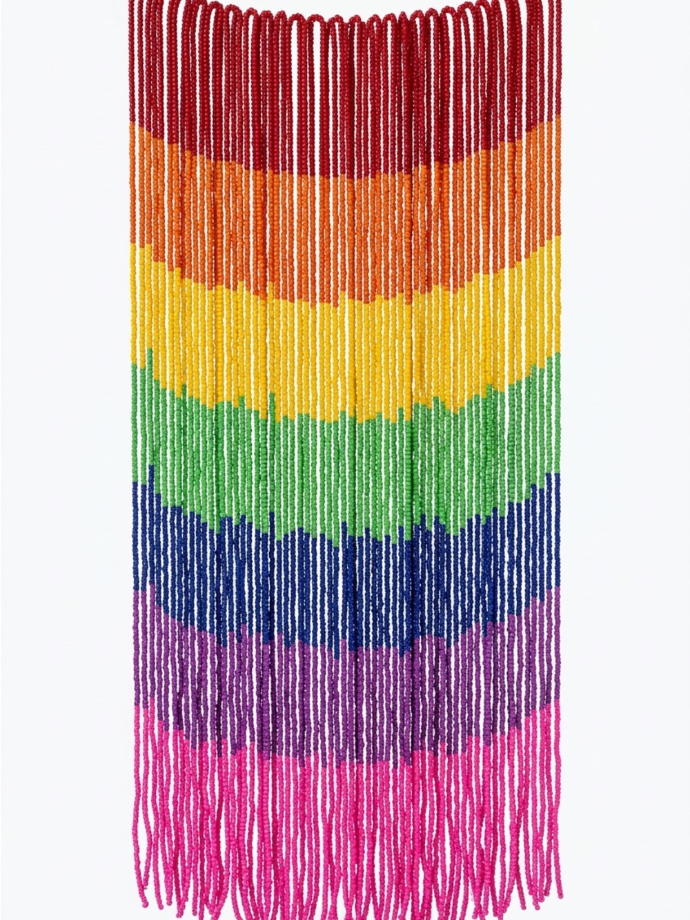 Multicolor Seed Bead Fringe Statement Necklace